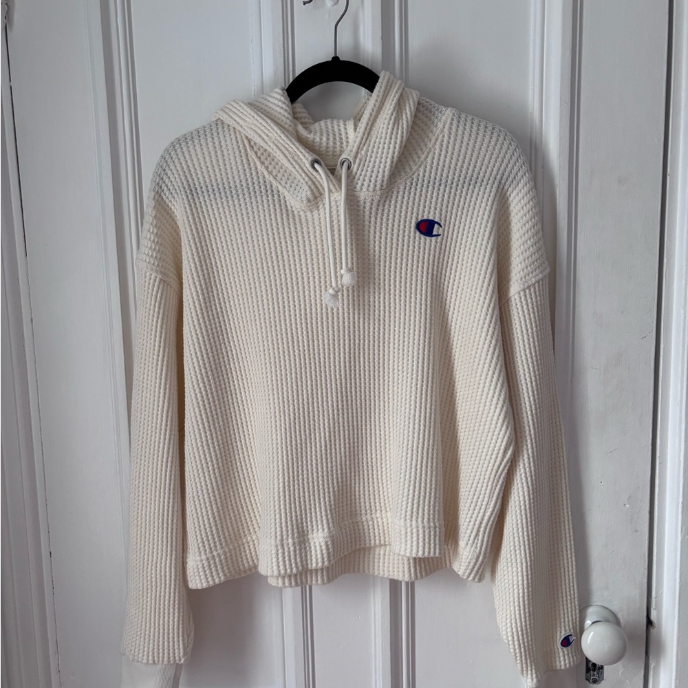 Women’s Champion Waffle Knit Ecru Waffle Texture Hoodie Size XXL